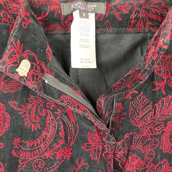 Karen Kane Black and Red Corduroy Pants Size 8 EUC - Picture 4 of 6